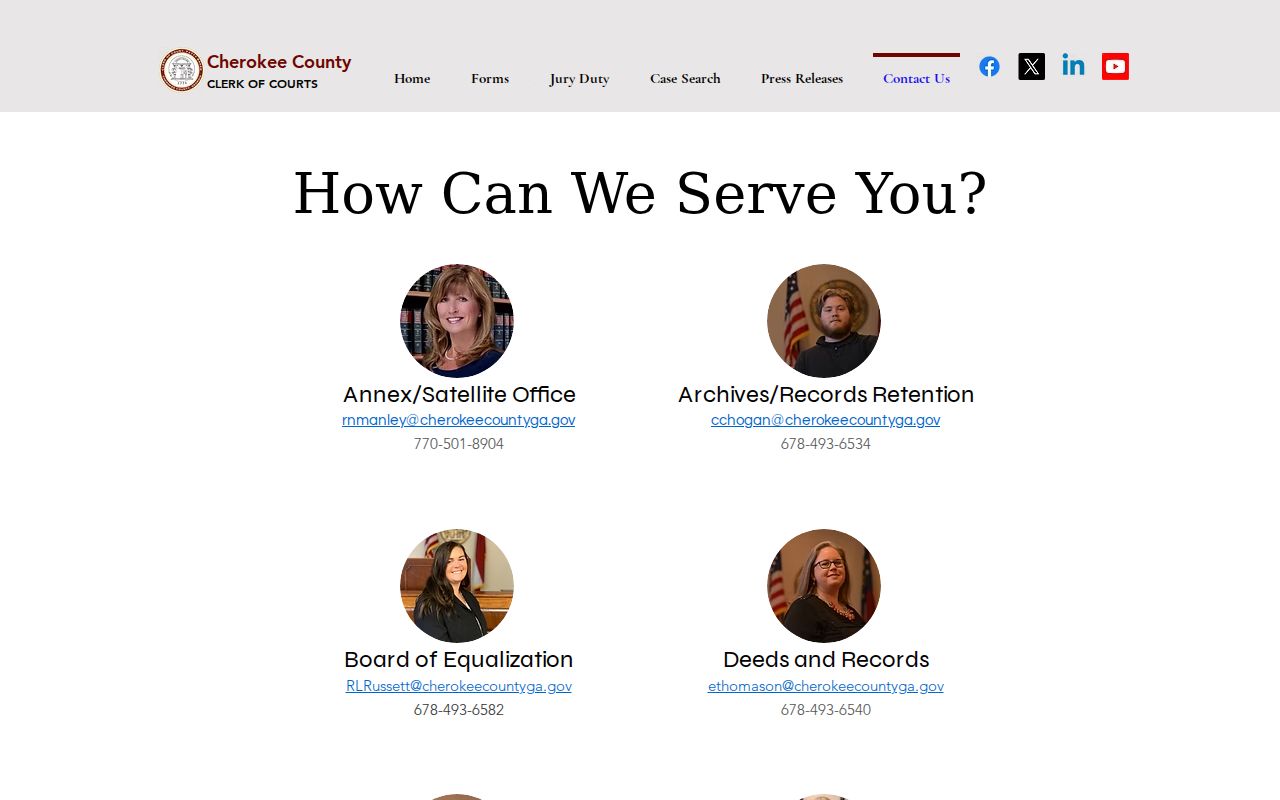Cherokee County Clerk of Courts contact for court case records