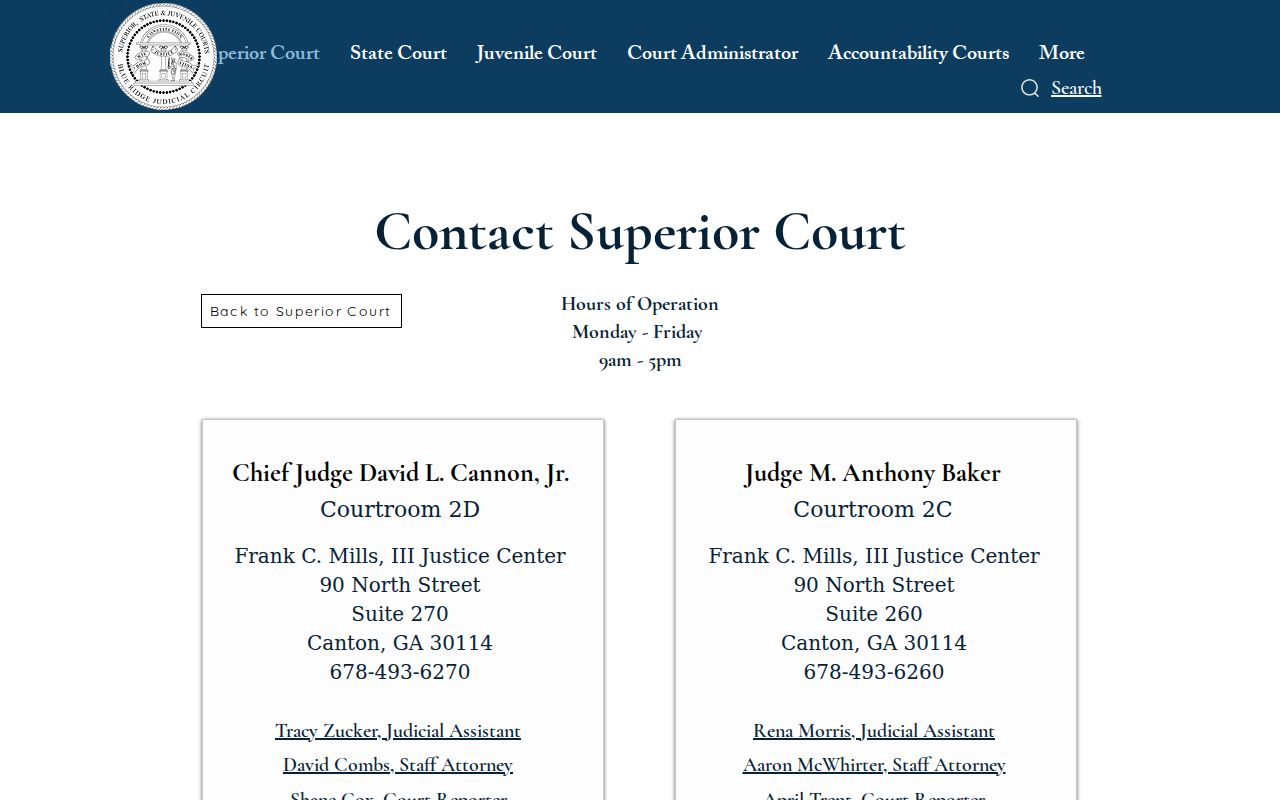 Cherokee County Blue Ridge Superior Court criminal docket contacts