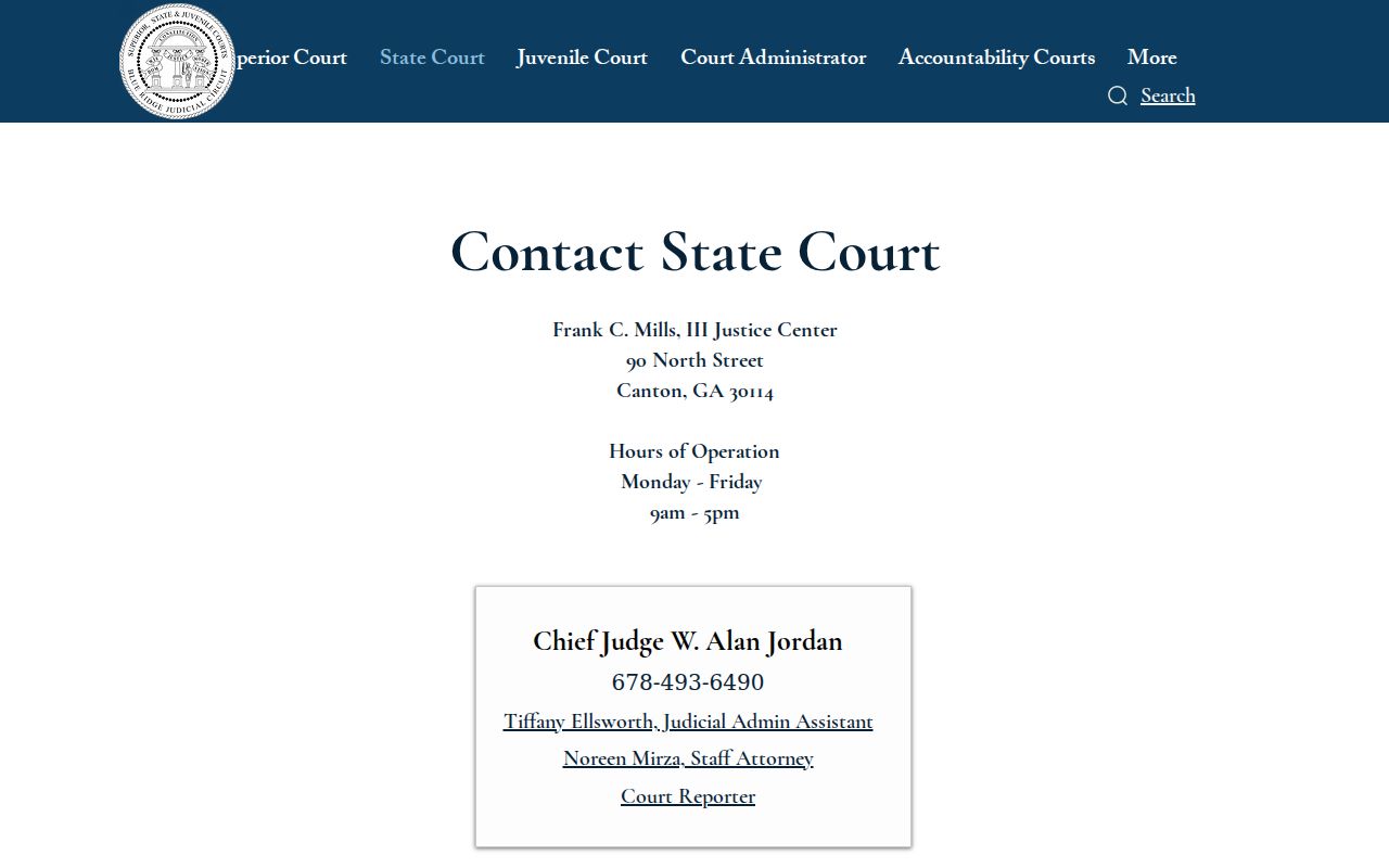 Cherokee County criminal court docket State Court contacts