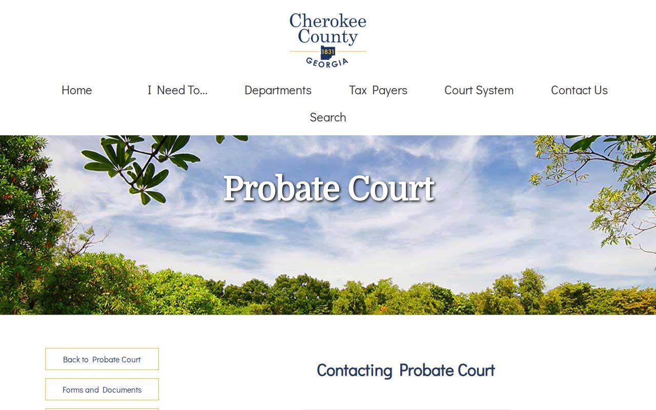 Cherokee County Probate Court records and separate court docket route