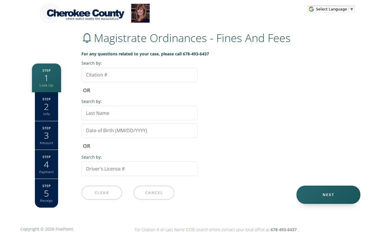 Cherokee County traffic court records Magistrate ordinance portal